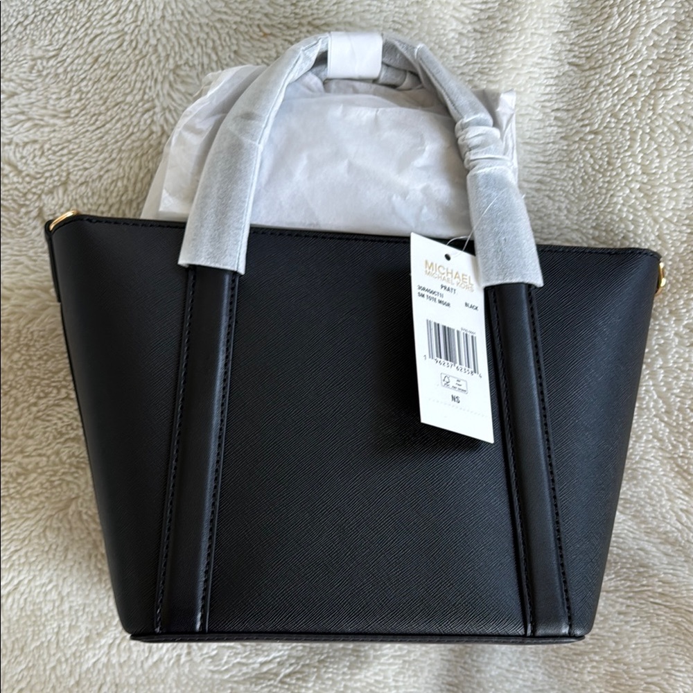Michael Kors Black Gold Small Pratt Tote Bag New With Tags Handbag Purse - Picture 3 of 12